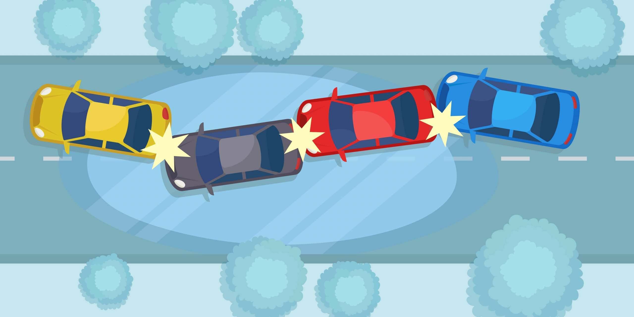¿Quién es el culpable en un accidente de múltiples vehículos?