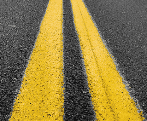 yellow double lines on the road