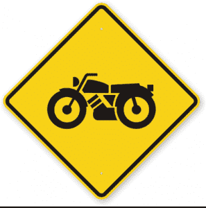 motorcycle warning sign