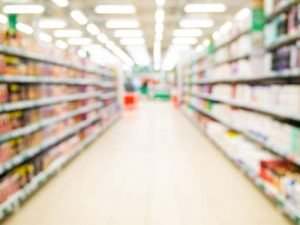 a blurry grocery aisle