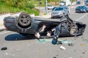 flipped over vehicle - car accident lawyer