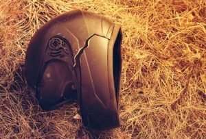 cracked motorcycle helmet