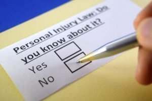 personal injury law: Do you know about it? Yes or no check box