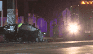Car Rammed Into Concrete Pole After An Accident In Broward County