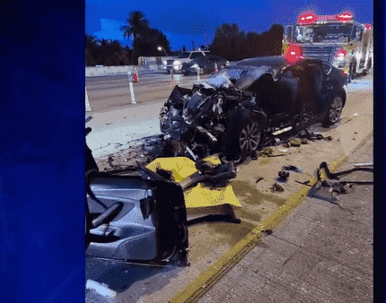 3 Injured After Tesla Crashes Into Road Ranger Along I-95