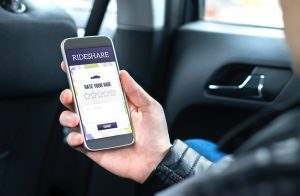 vehicle passenger using a rideshare app