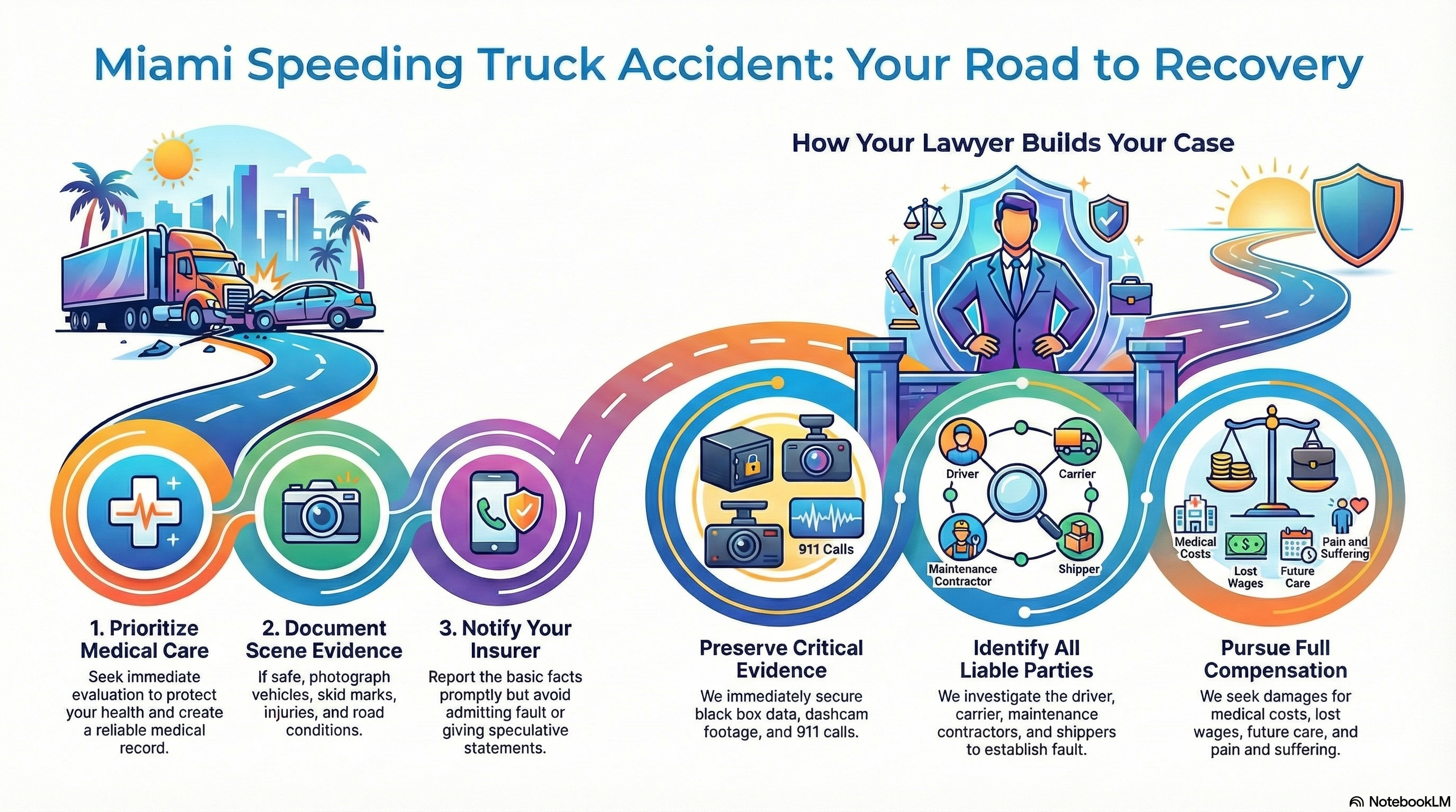 Create an infographic outlining the different statistics for Miami Speeding Truck Accidents