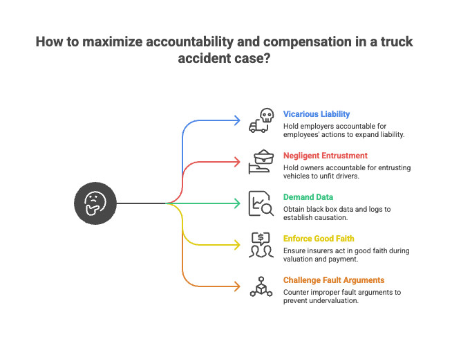 How to maximize accountability and compensation in a truck accident case?
