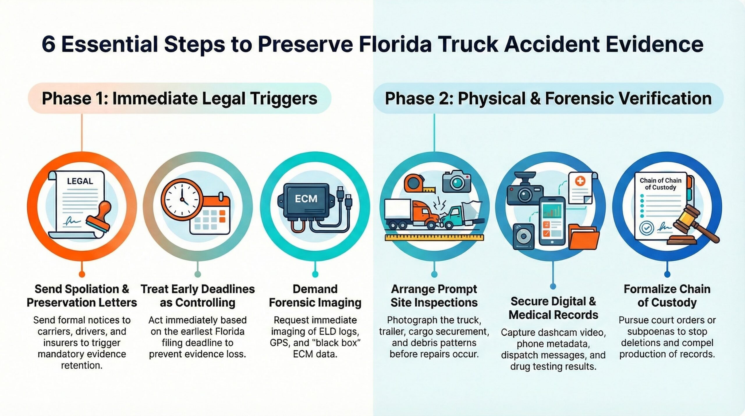 Pasos para la Evidencia de Accidentes de Camiones en Florida