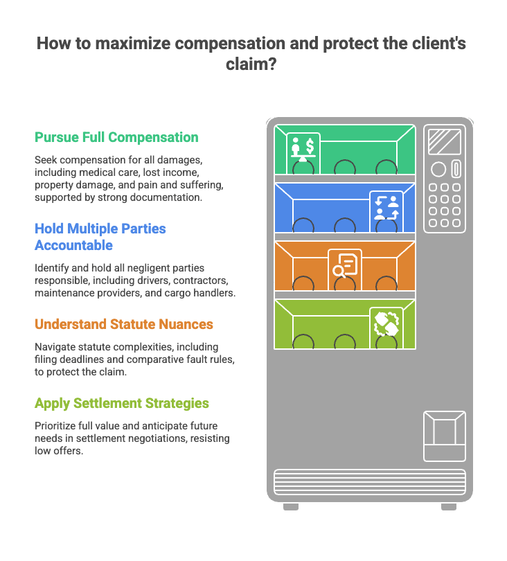 How to maximize compensation and protect the client's claim?