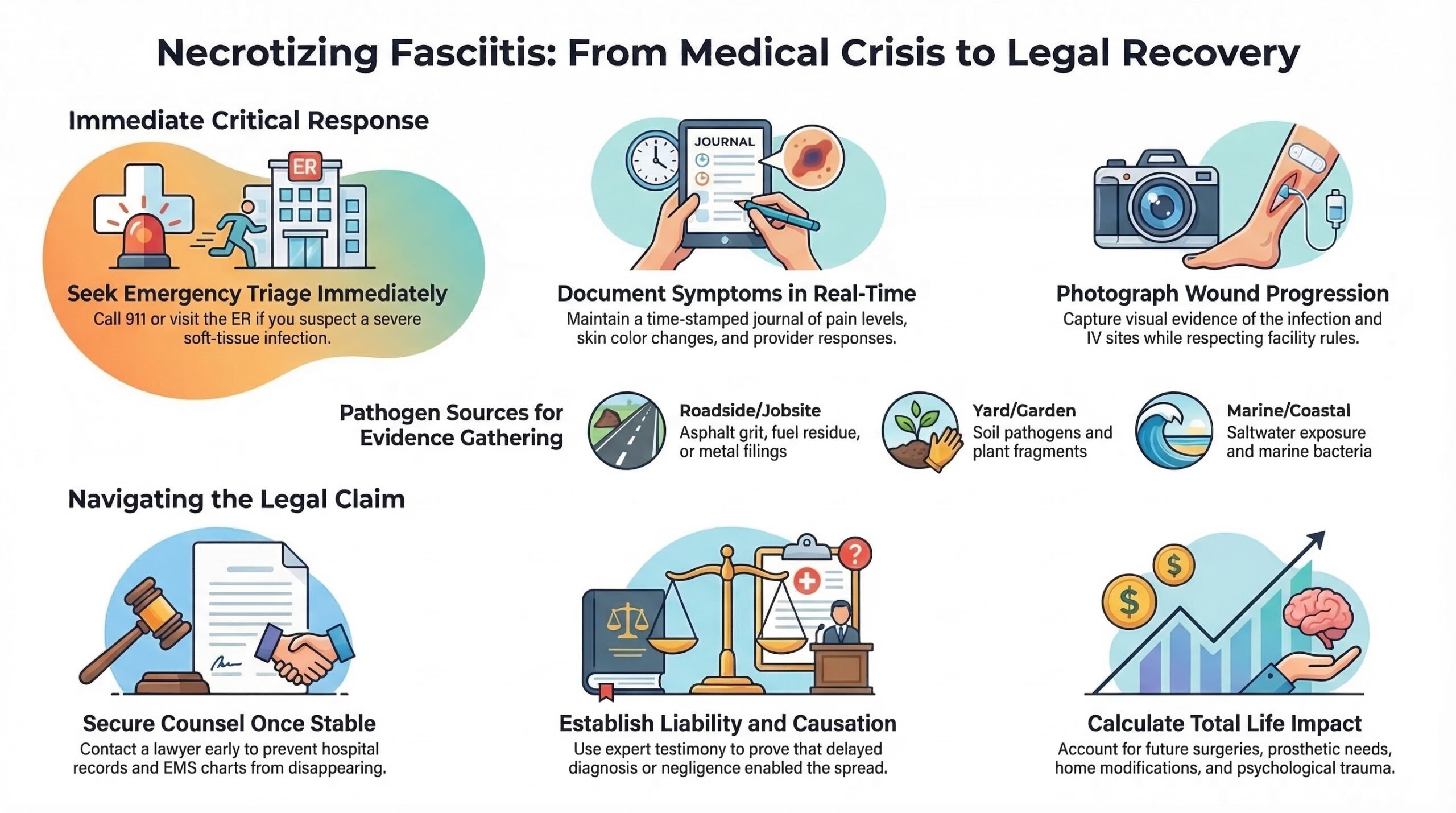 Guía de Recuperación Legal de Fasciitis Necrotizante