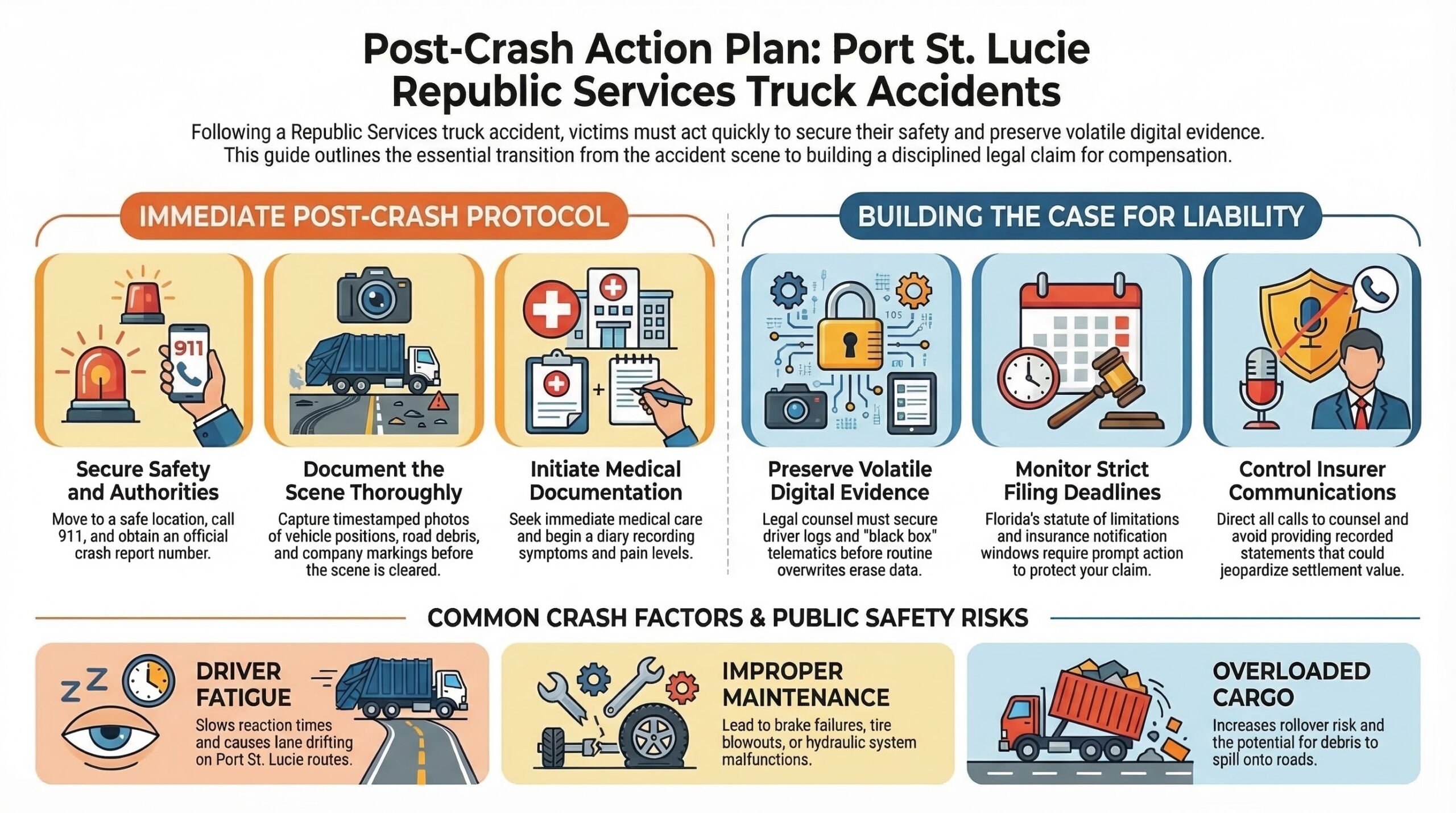 Abogado de Lesiones por Accidentes de Camiones de Republic Services en Port St. Lucie