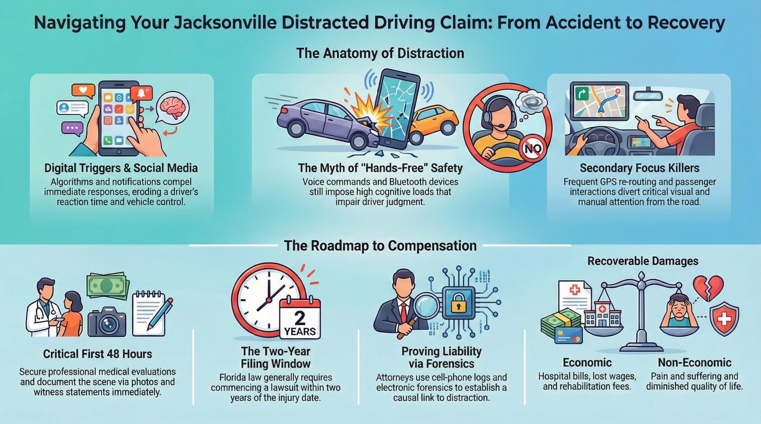 Jacksonville Distracted Driving Car Accident Injury Lawyer