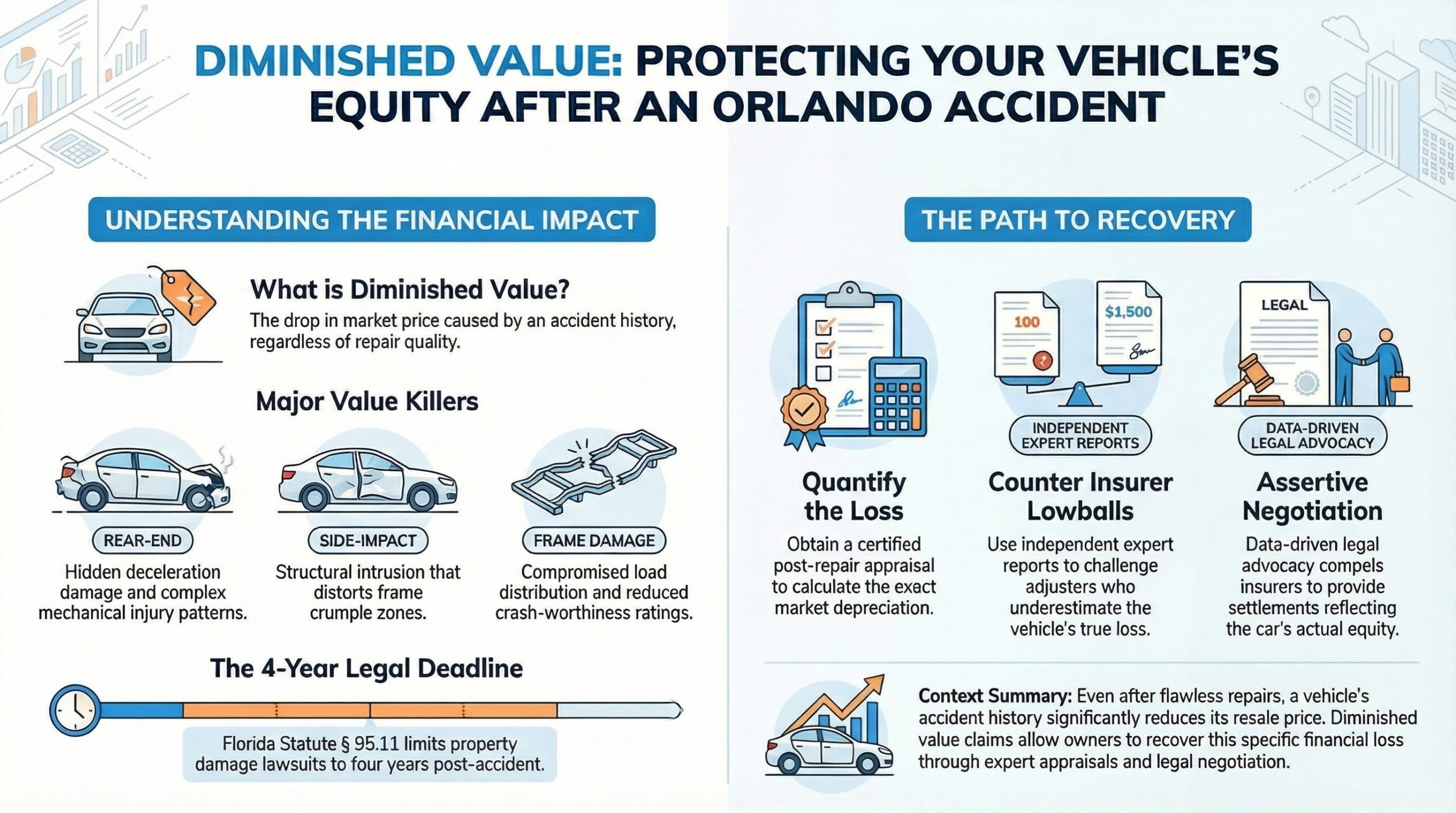 Derechos Legales de las Víctimas de Lesiones por Reclamaciones de Valor Disminuido en Orlando
