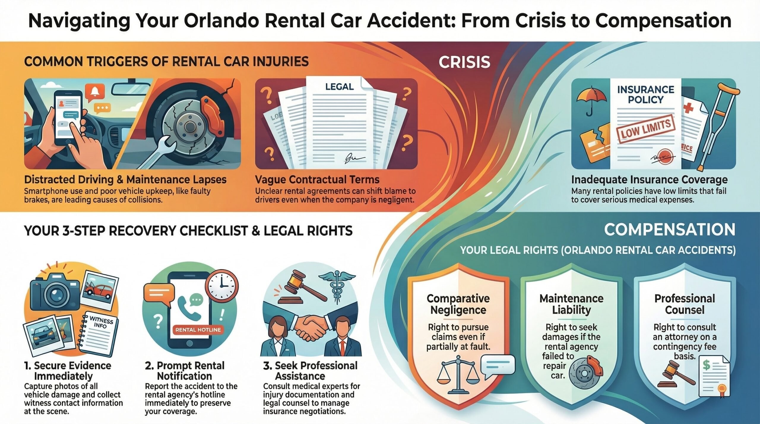 Guía de Accidentes de Alquiler de Coches en Orlando