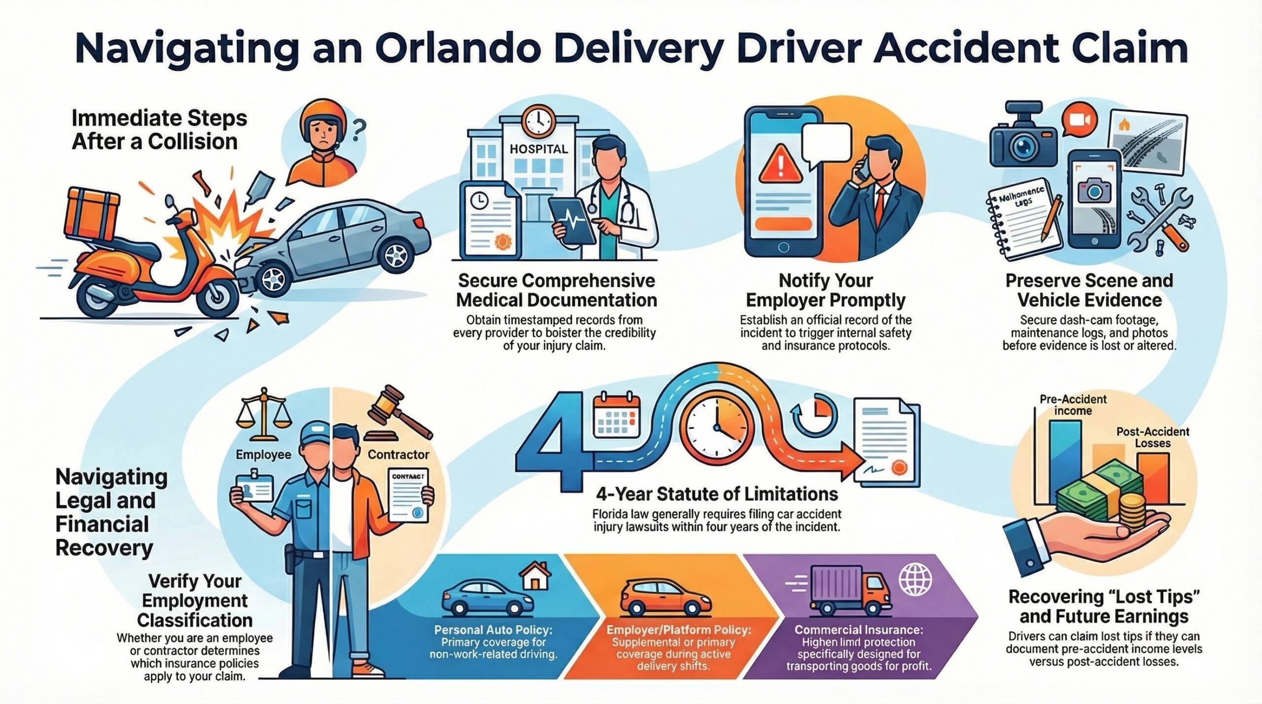 Guía de Accidentes de Conductores de Entrega en Orlando