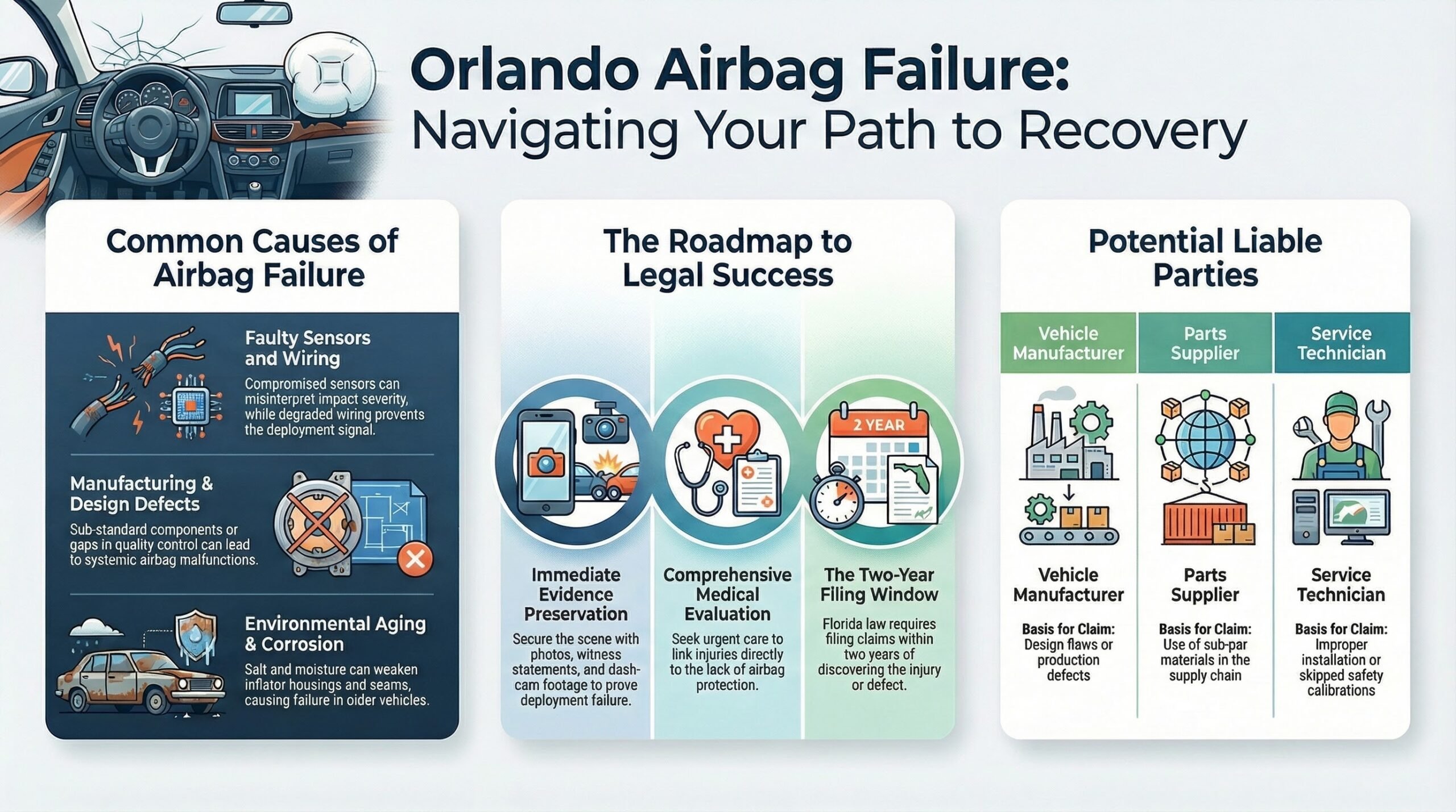 Guía de Recuperación por Fallo de Airbag en Orlando