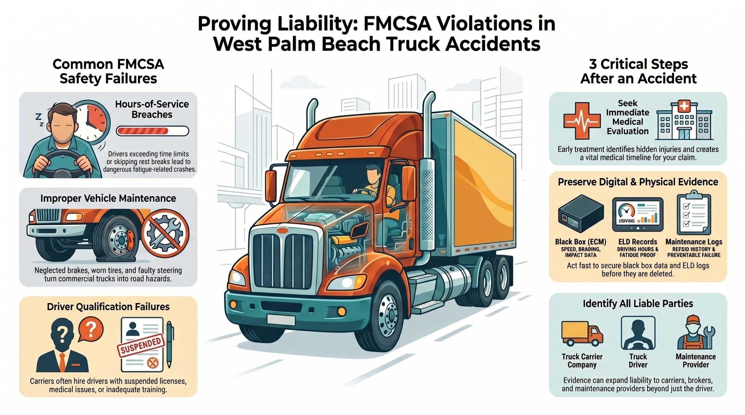 Violaciones de la FMCSA en Accidentes de Camiones