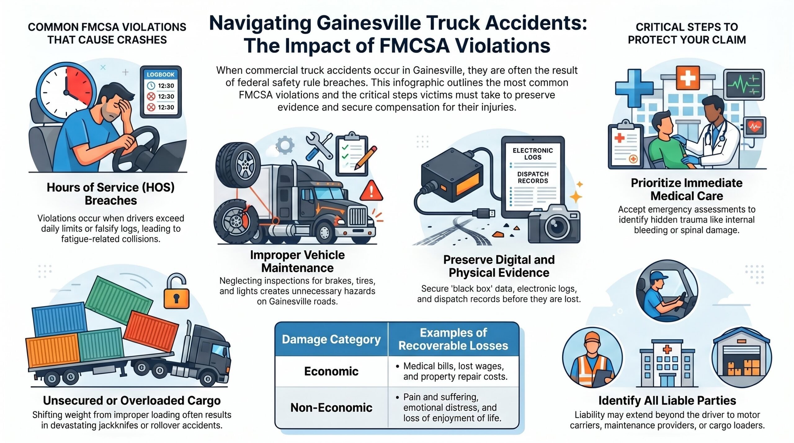 Infografía del Impacto de Accidentes de Camiones en Gainesville