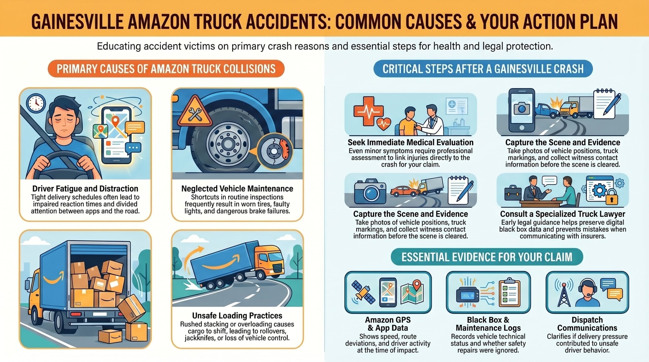 Abogado de Lesiones por Accidentes de Camiones de Amazon en Gainesville