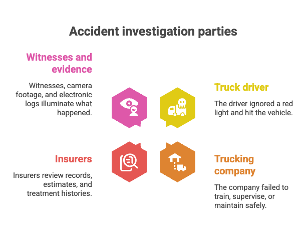 Partes de la investigación del accidente