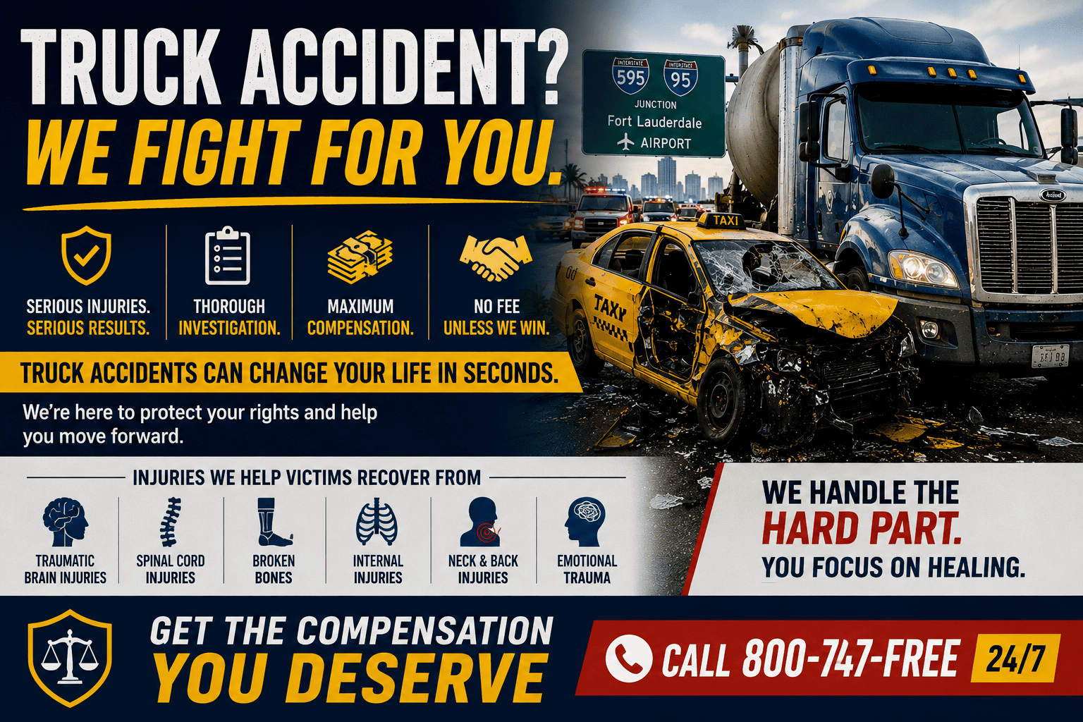 Fort Lauderdale Cement Truck Accident Leaves 7 Injured on I-595 Near I-95