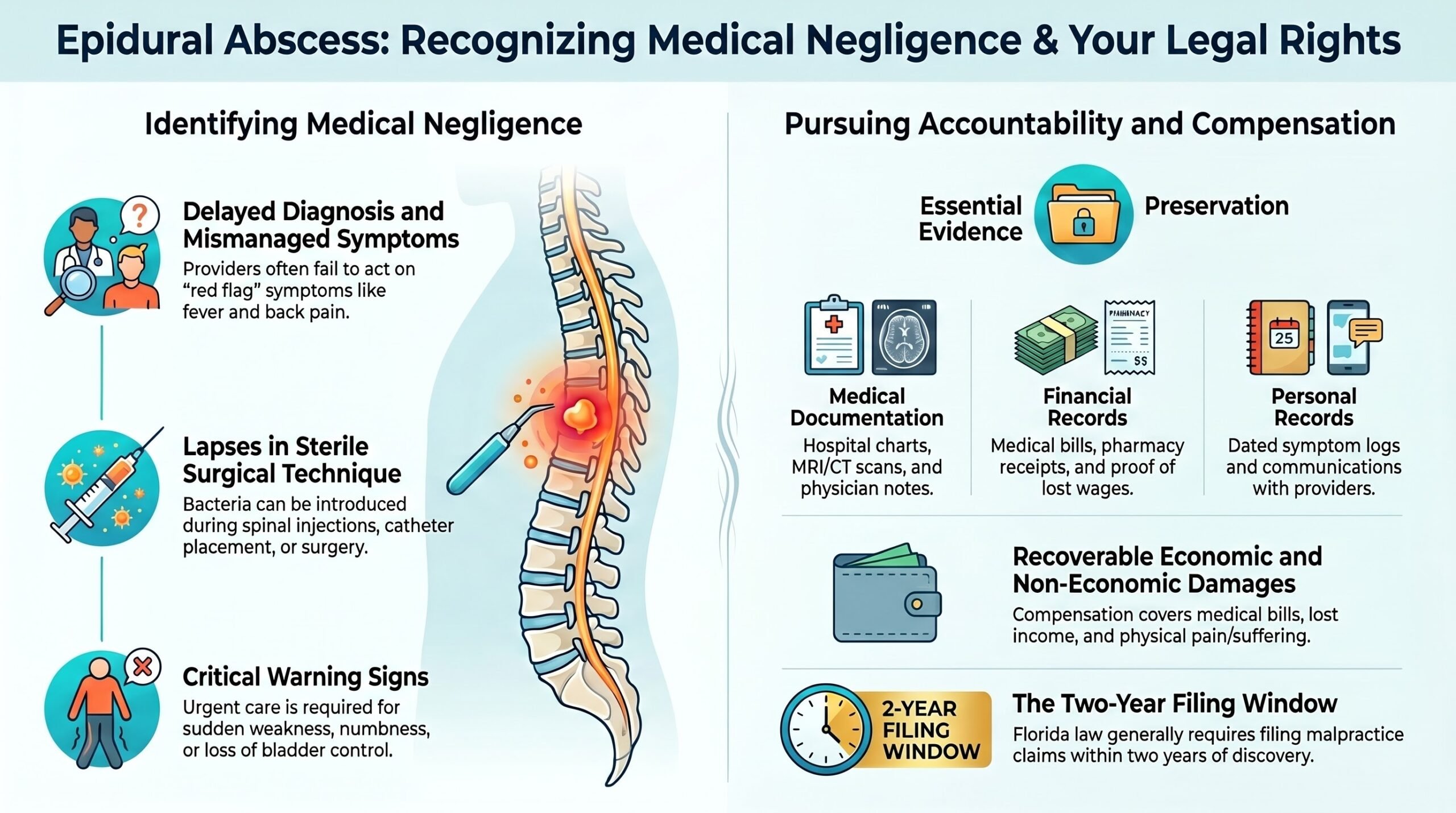 Guía de Negligencia Médica por Absceso Epidural