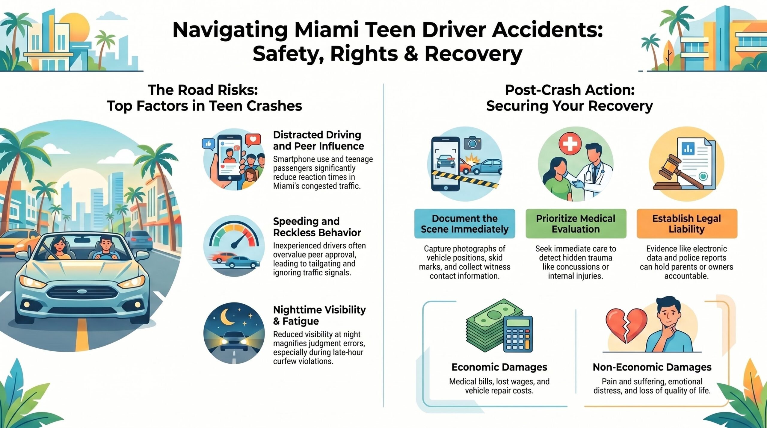 Abogado de Lesiones por Accidentes de Auto de Conductor Adolescente en Miami
