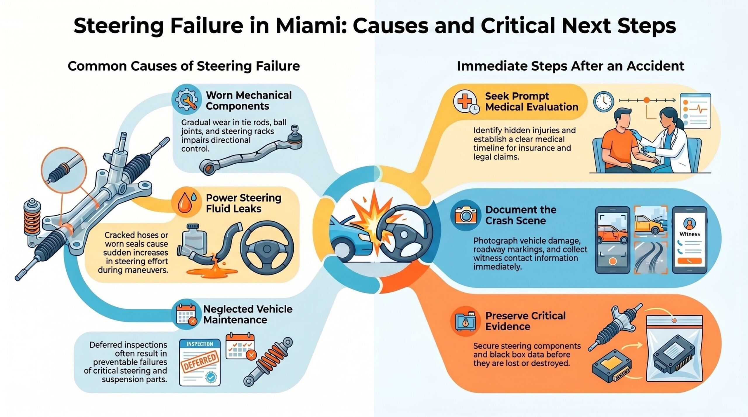 Abogado de Lesiones por Falla de Dirección en Accidentes de Auto en Miami