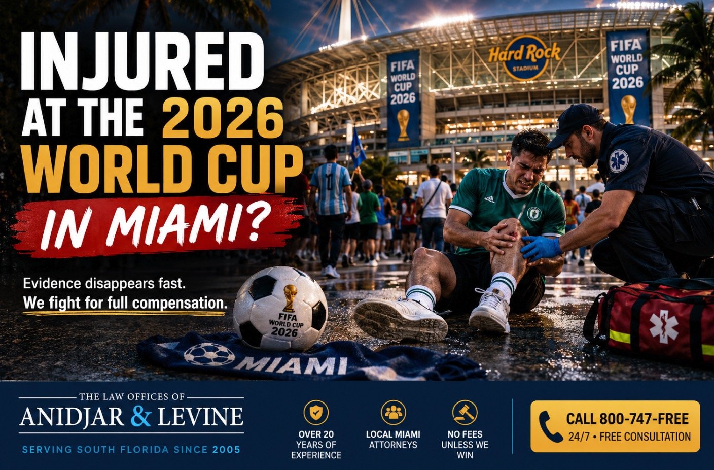 ¿Lesionado en la Copa Mundial de 2026 en Miami? Sus derechos legales explicados