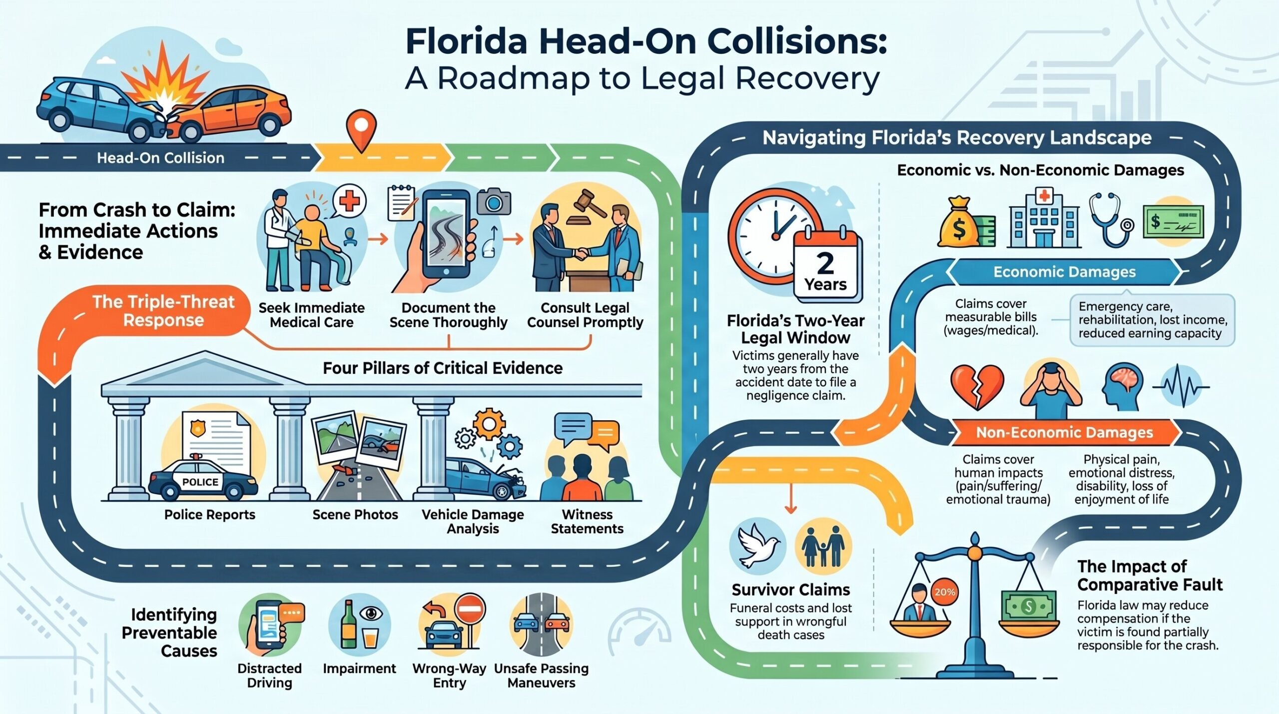 Mapa de Recuperación Legal por Colisión en Florida