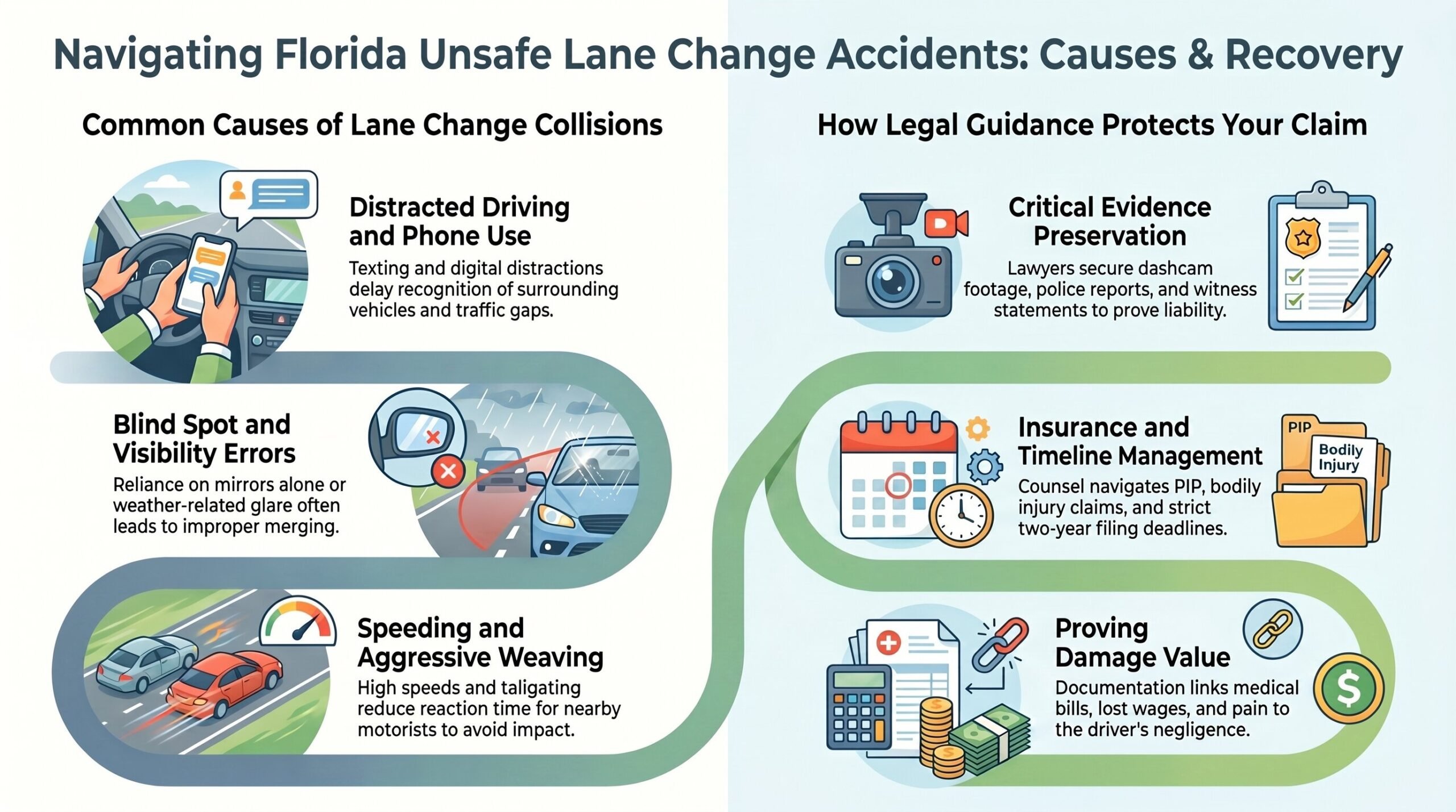 Guía de Accidentes por Cambio de Carril en Florida