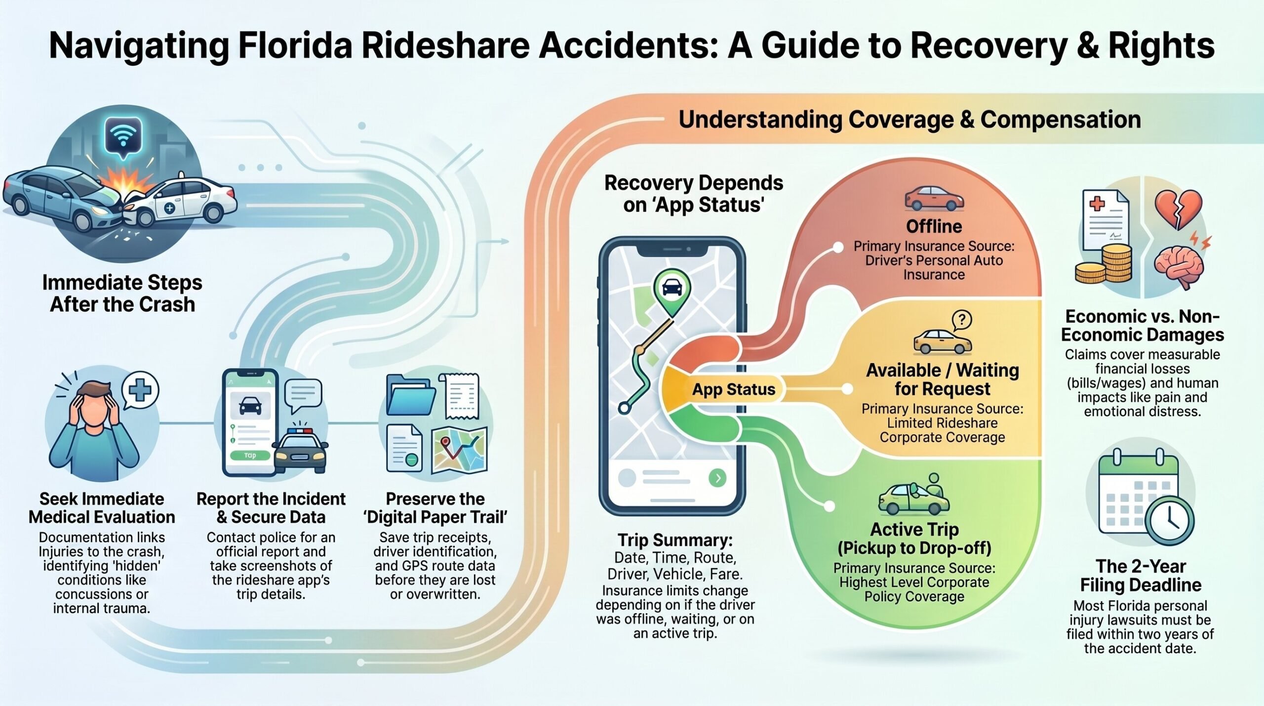 Guía de Recuperación de Accidentes de Rideshare en Florida