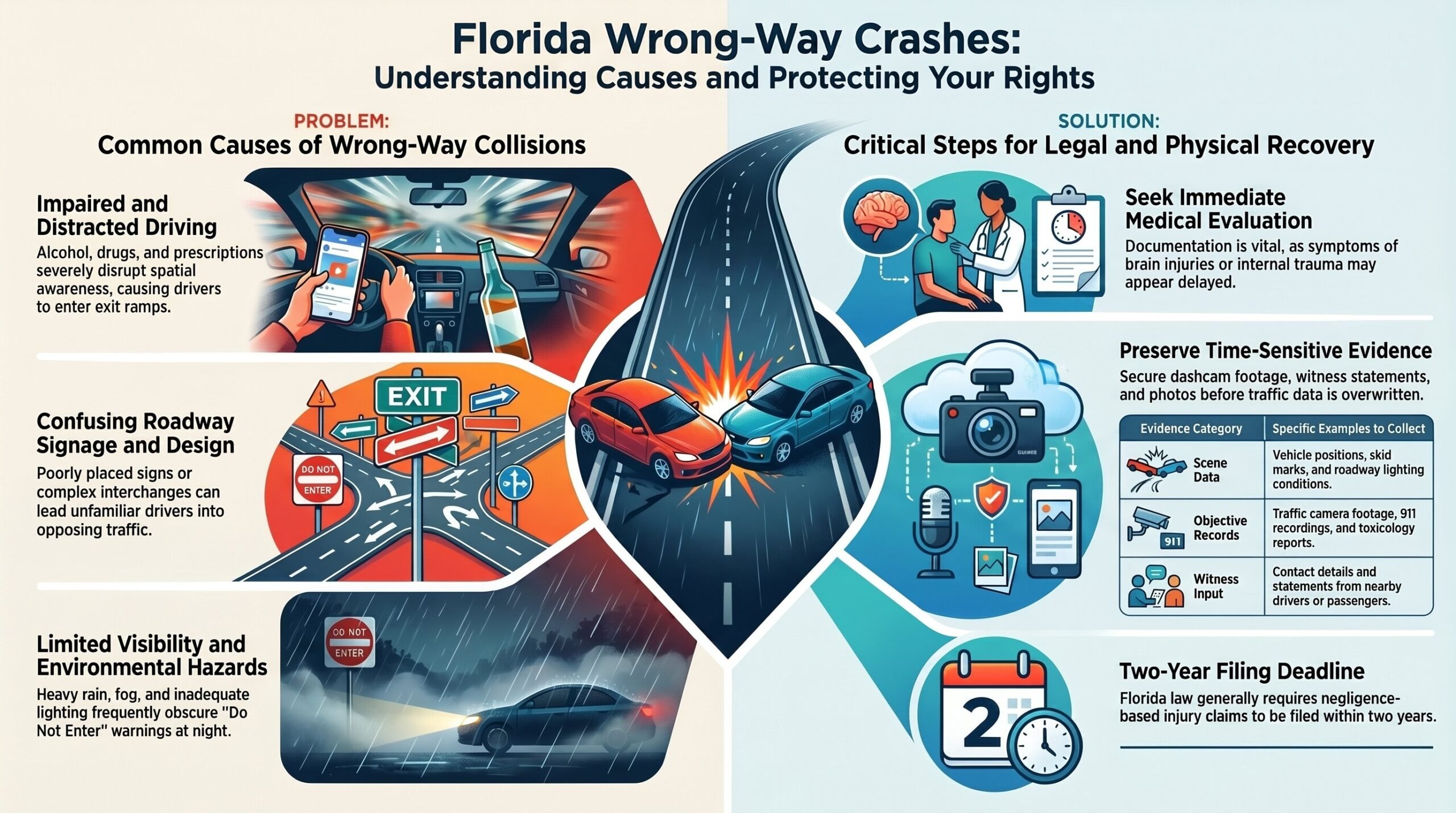 Guía de Accidentes en Sentido Contrario en Florida