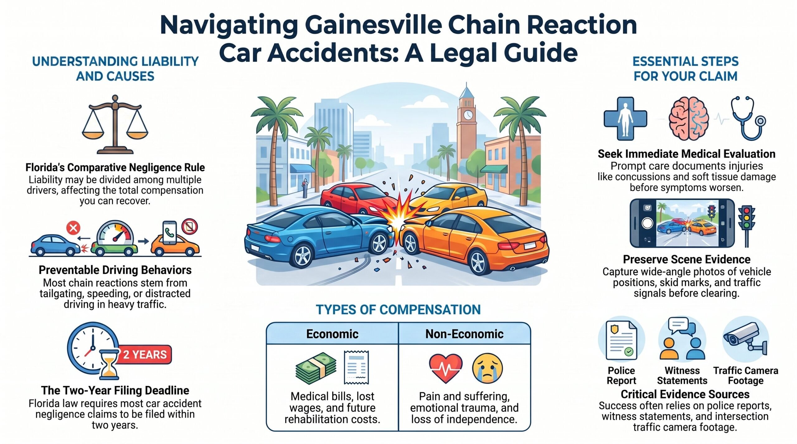 Guía Legal de Accidentes Múltiples en Gainesville