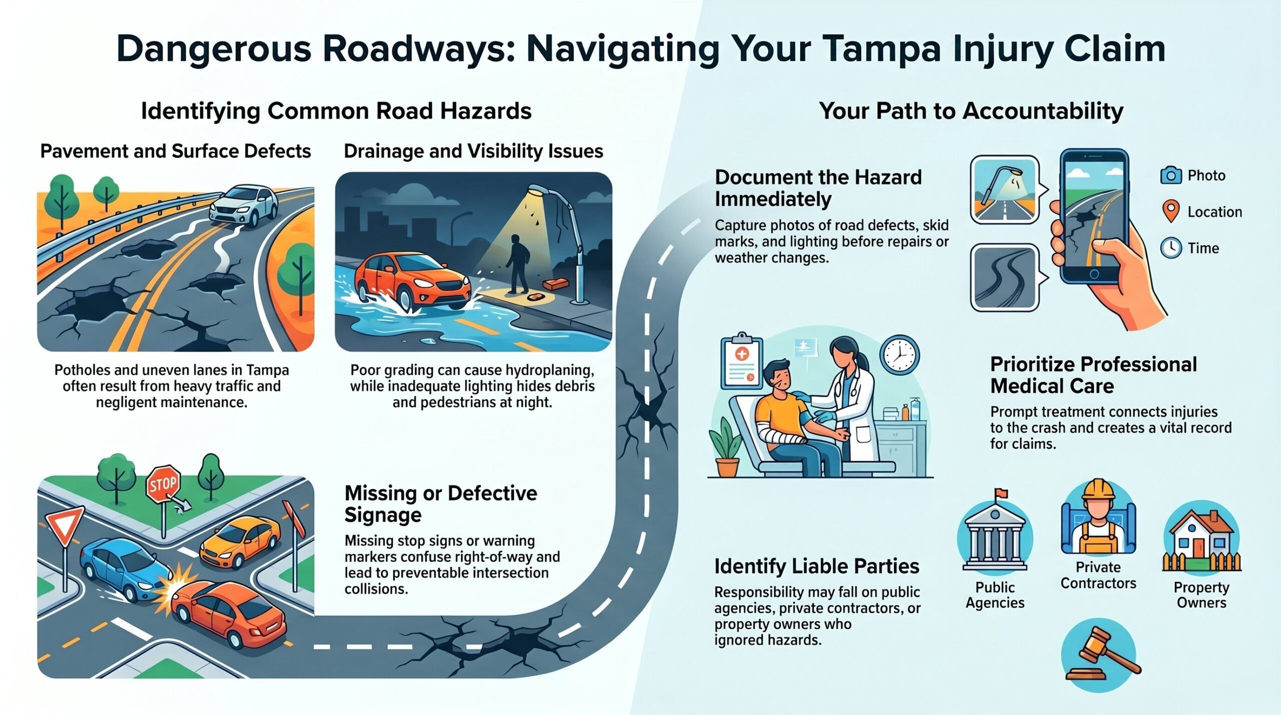 Navegando Reclamaciones por Lesiones en la Carretera de Tampa