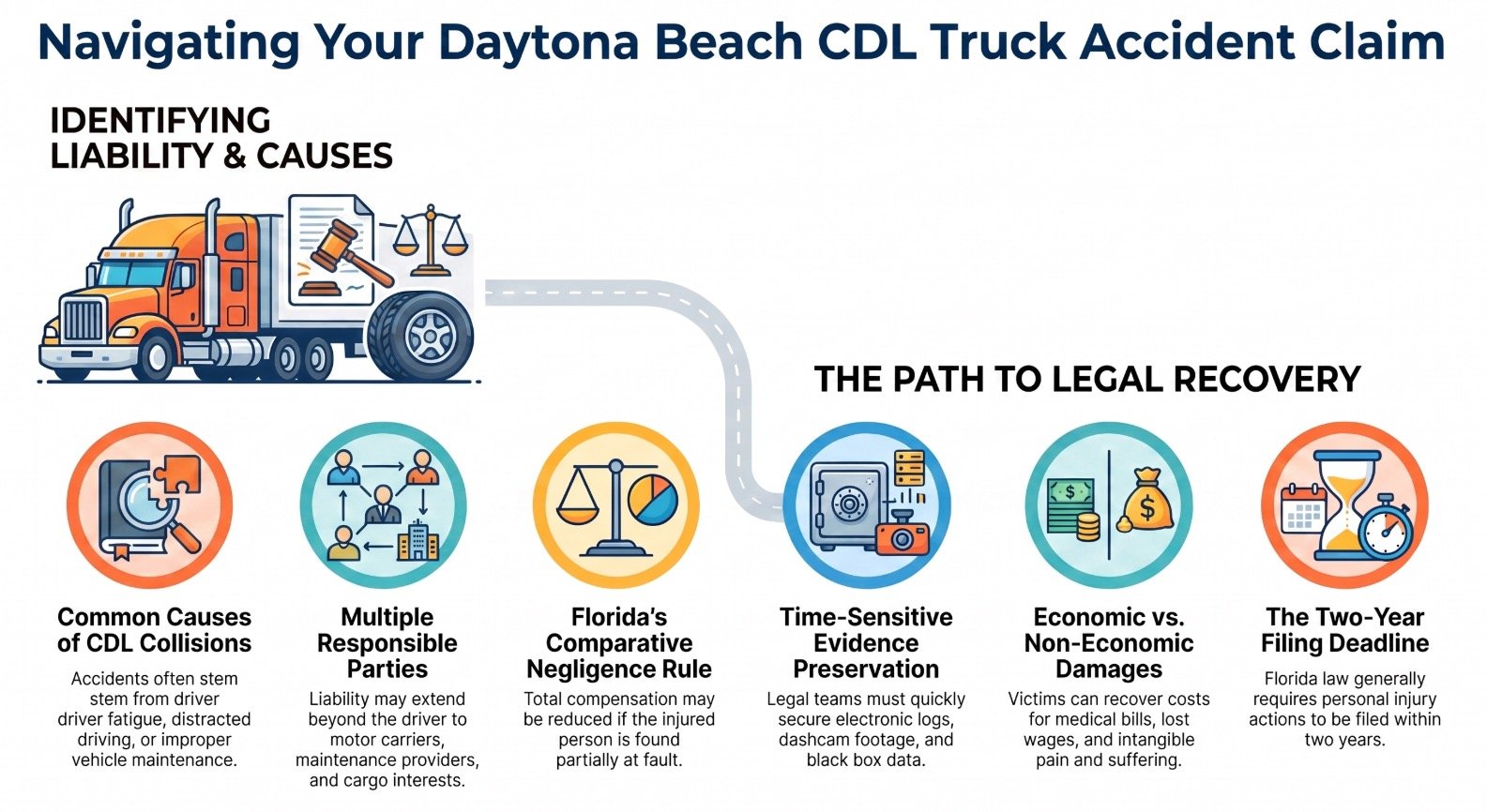Abogado de Accidentes de Camiones CDL en Daytona Beach