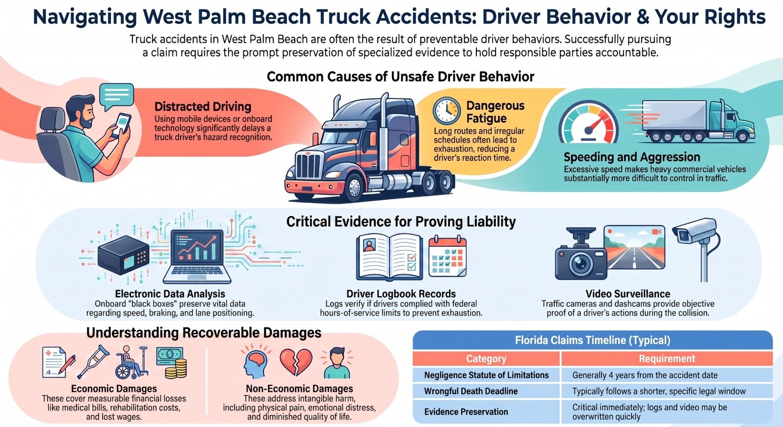 Abogado de Comportamiento del Conductor en Accidentes de Camiones en West Palm Beach