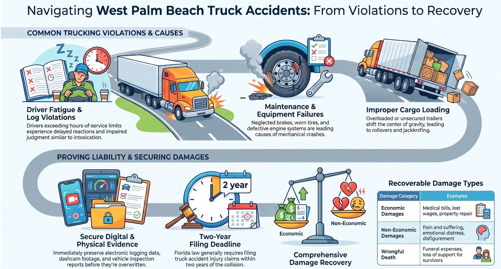 West Palm Beach Truck Accident Causes & Trucking Violations Lawyer