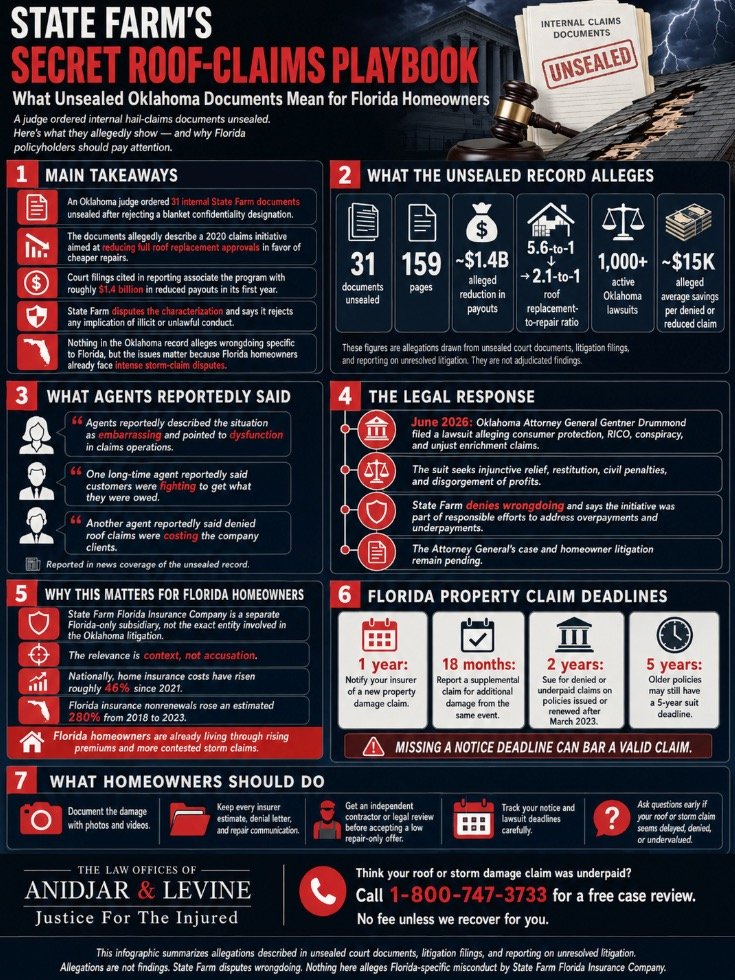 Libro de jugadas secreto de reclamaciones de techos de State Farm: lo que significan los documentos de Oklahoma desclasificados para los propietarios de viviendas de Florida