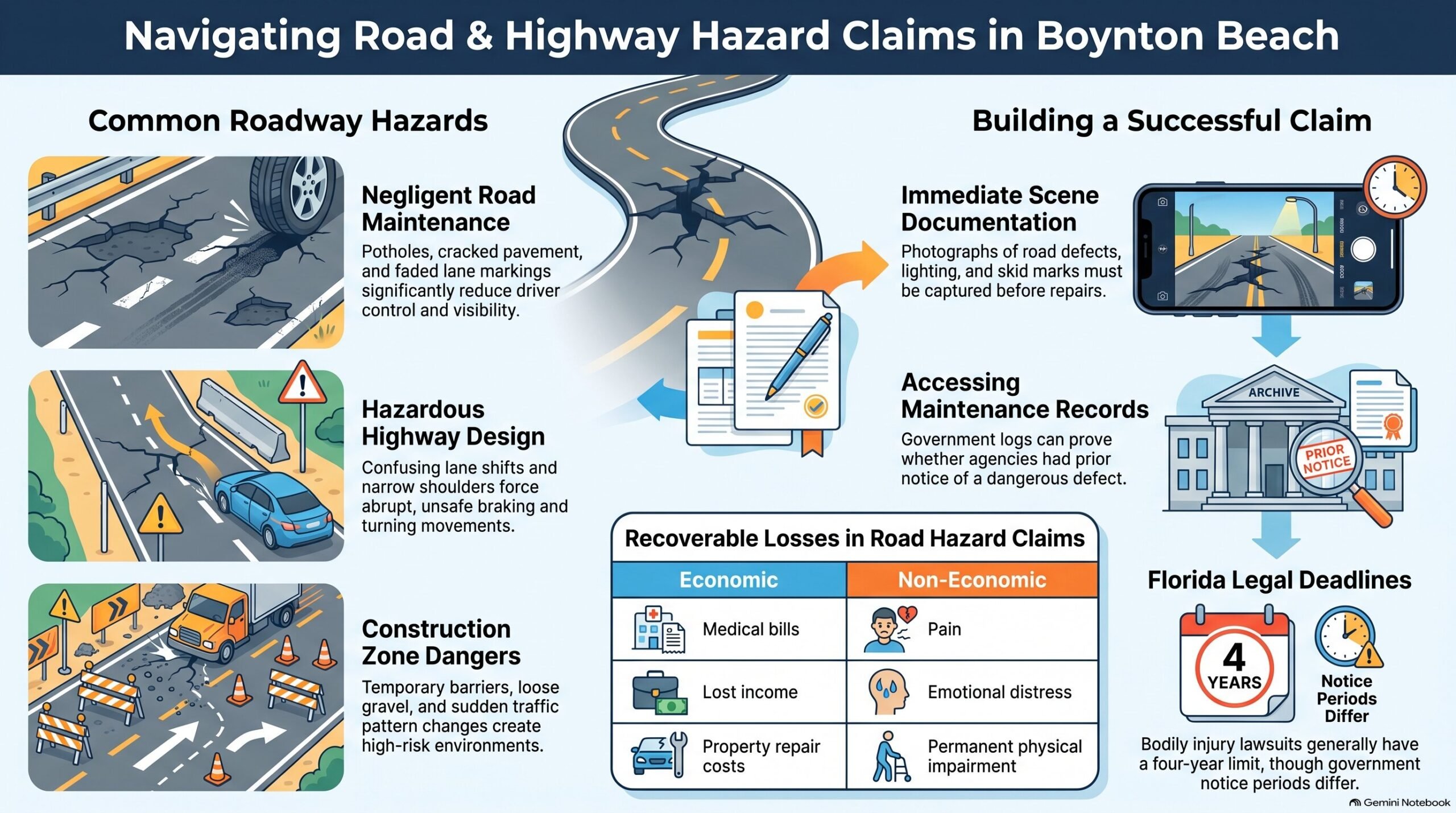 Reclamaciones por Peligros en la Carretera de Boynton Beach