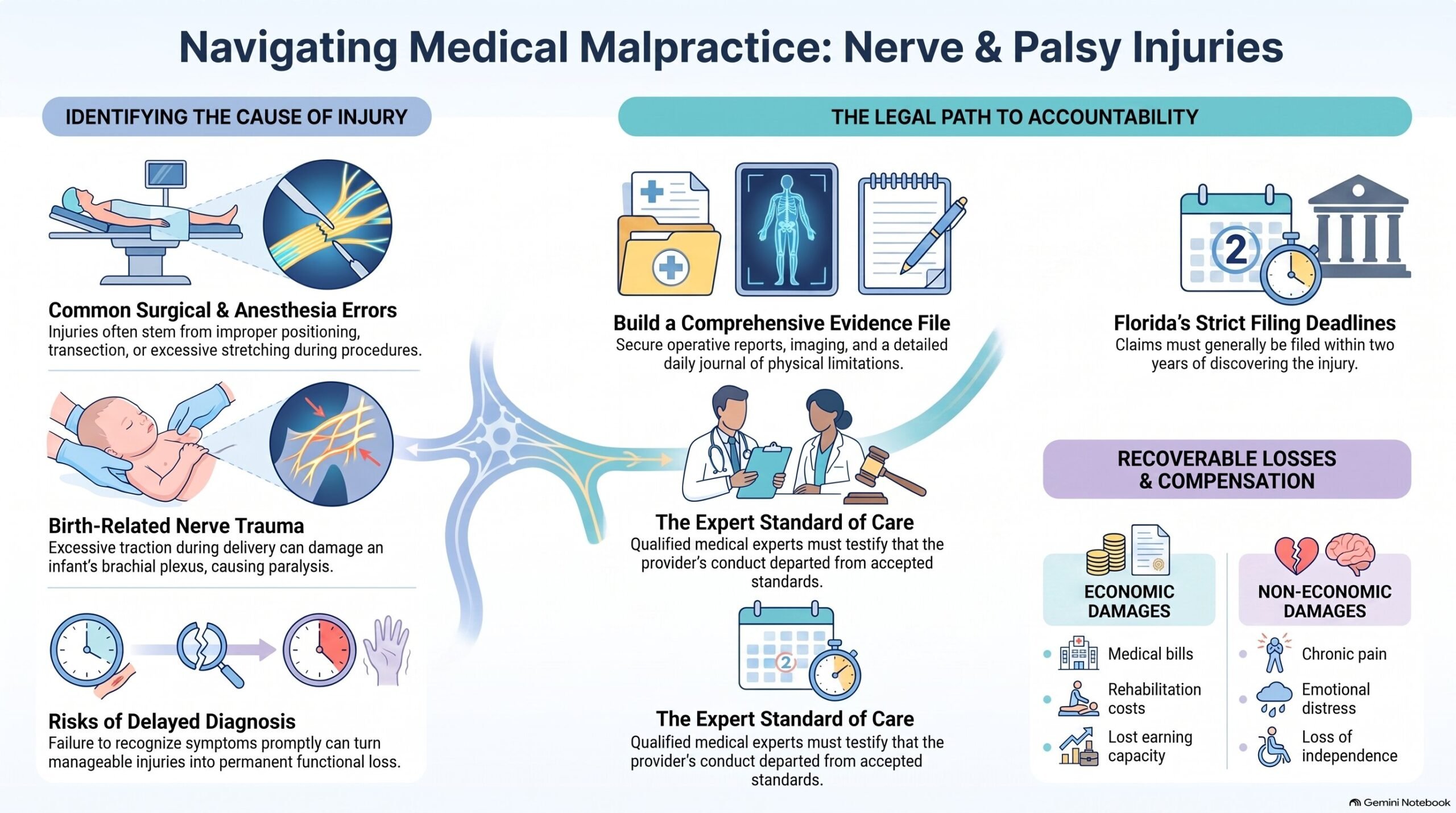Navegando la Negligencia Médica por Lesiones Nerviosas