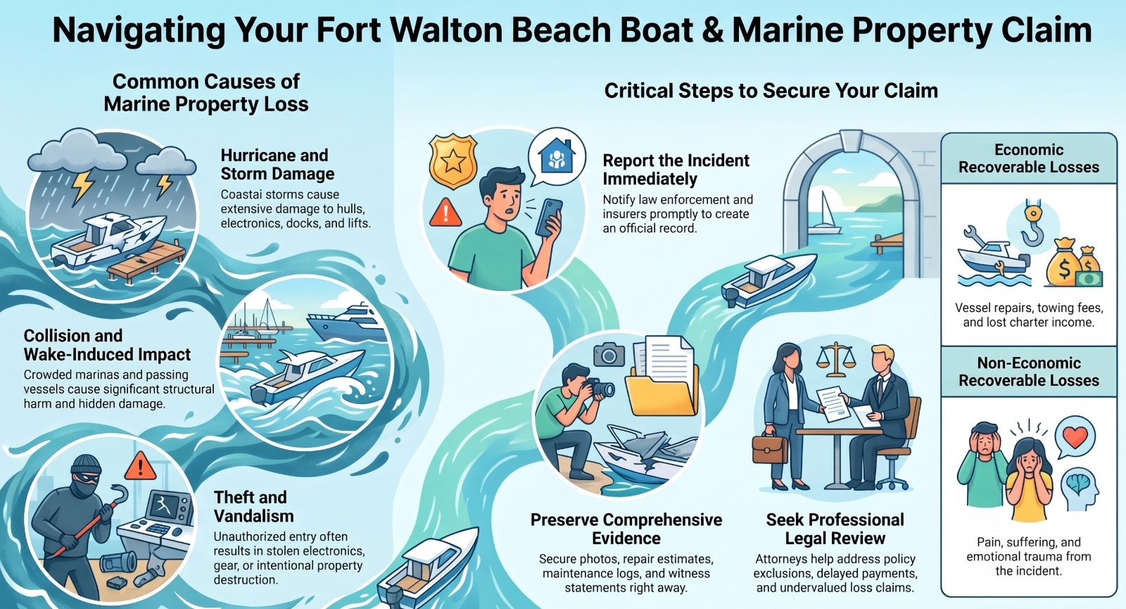Abogado de Reclamaciones de Propiedad de Barco y Marina de Fort Walton Beach