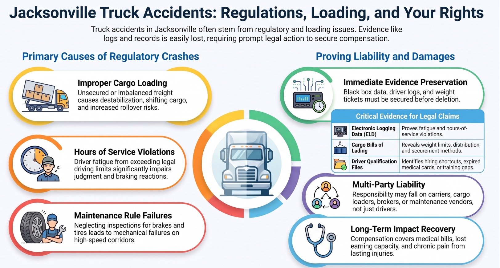 Regulaciones de Accidentes de Camiones en Jacksonville y Abogado de Lesiones por Carga