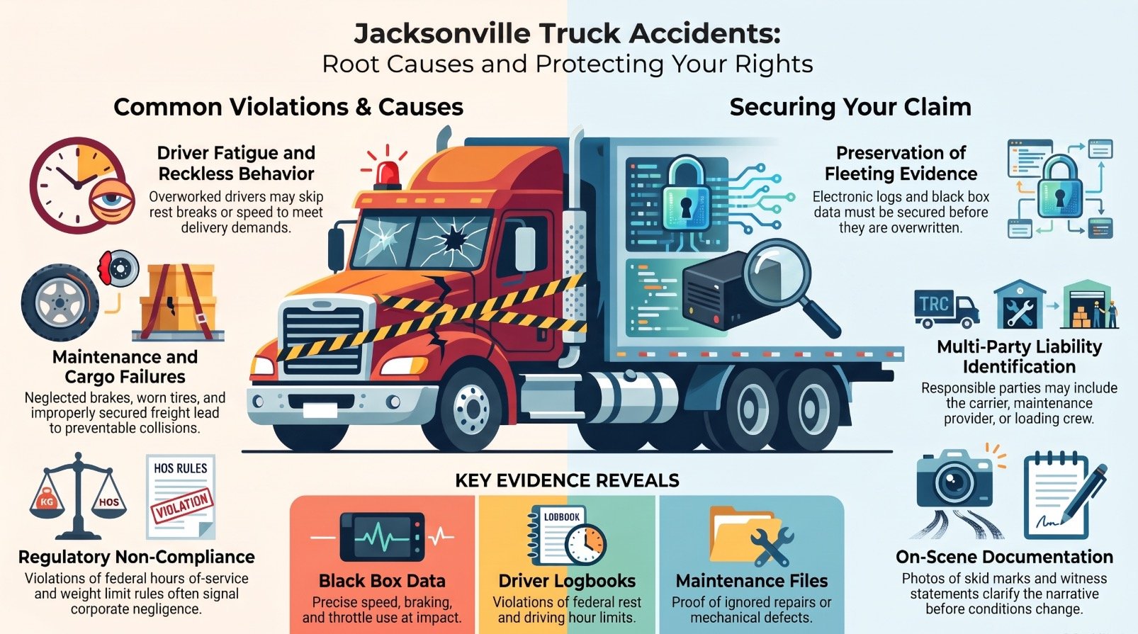 Jacksonville Truck Accident Causes & Trucking Violations Lawyer