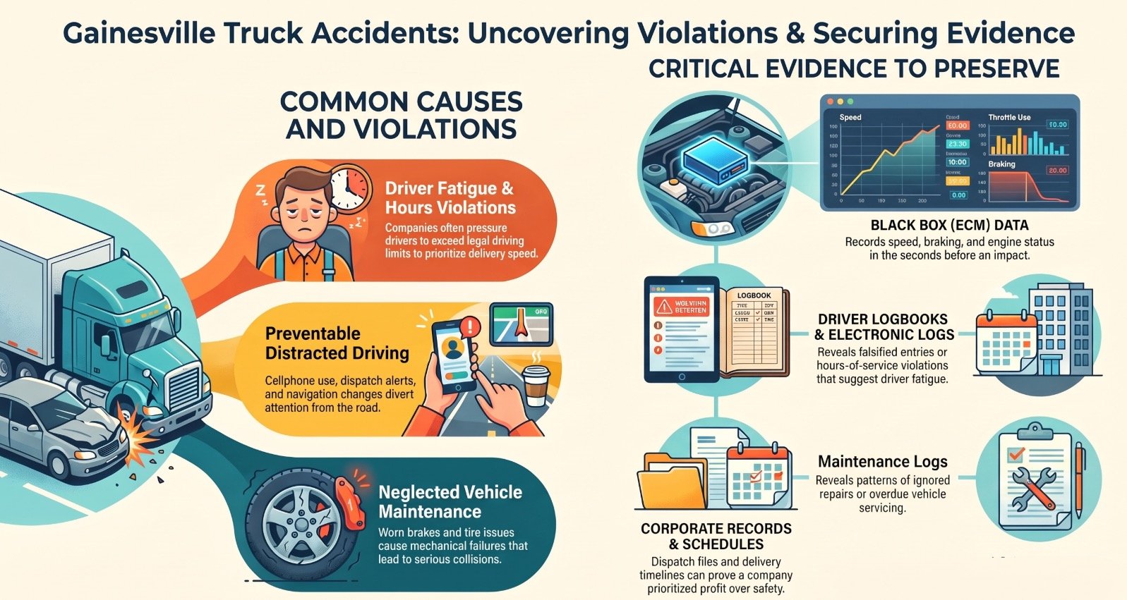 Gainesville Truck Accident Causes & Trucking Violations Lawyer