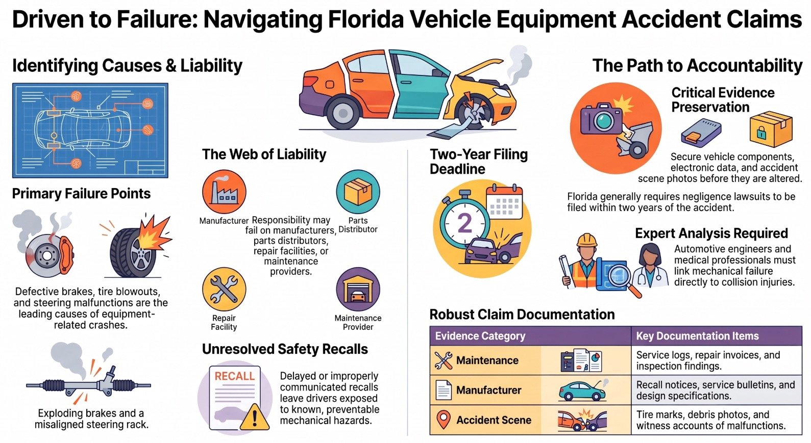 Abogado de Fallos de Vehículos y Equipos en Accidentes de Automóviles en Florida