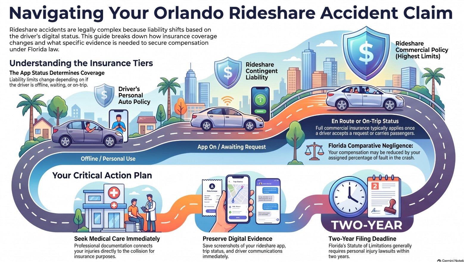 Abogado de Partes Culpables en Accidentes de Rideshare en Orlando