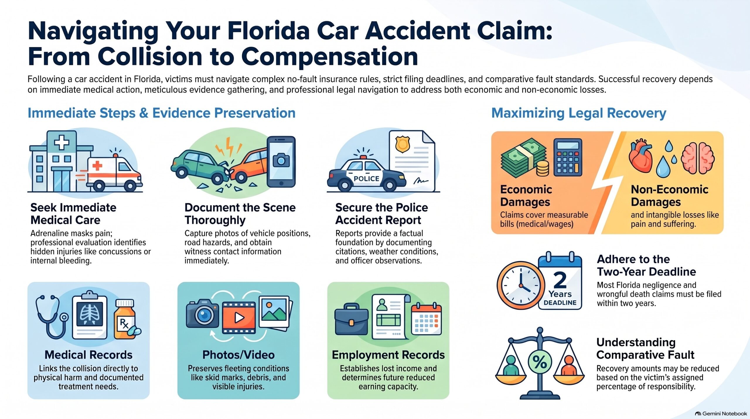 Guía de Reclamación por Accidentes de Automóviles en Florida