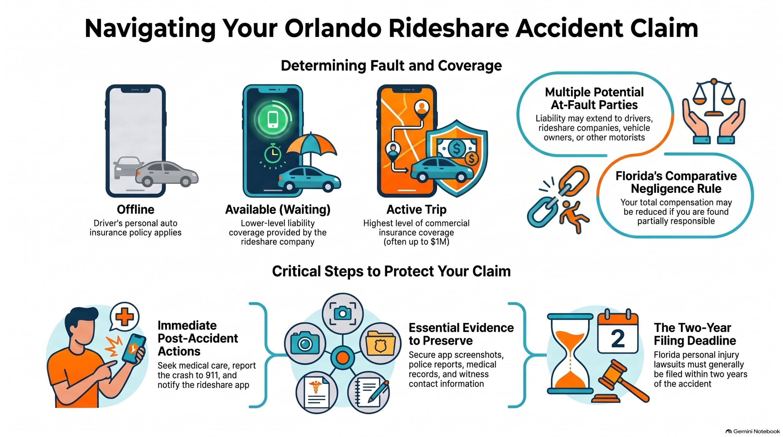 Guía de Reclamación por Accidentes de Rideshare en Orlando